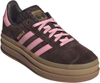 adidas Gazelle Bold Platform Sneaker in Aurora Coffee/Pink/Gold at Nordstrom, Size 10.5