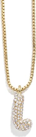 BaubleBar Mini Pav&eacute; Bubble Initial Necklace in Gold L at Nordstrom