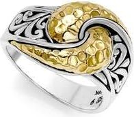 Samuel B. Sterling Silver & Hammered 18K Gold Twist Ring in Silver And Gold at Nordstrom Rack, Size 10