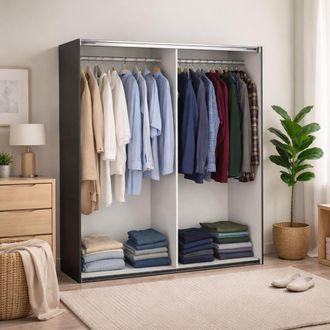 Dmora Dmora - Armadio Multiuso Grande Hagupit, Mobile Multifunzionale, Mobiletto Scarpiera, Guardaroba Porta Scarpe, 179x62 H220 Cm, Grigio