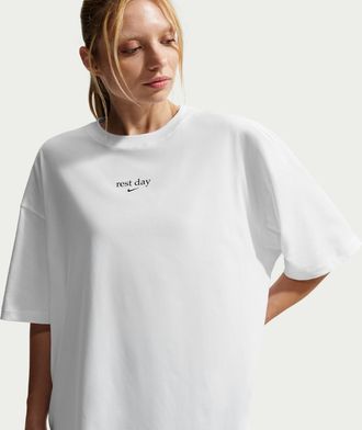 Nike Womens Oversized Dri-FIT Short-Sleeve T-Shirt in White | IQ2756-100