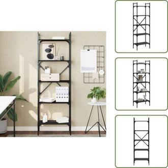 vidaXL Libreria in metallo - vidaXL Libreria Nera 5 Ripiani 56x31,5x174 cm Legno Multistrato - Libreria decorativa
