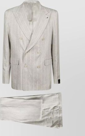 Tagliatore double breasted striped blazer notch lapel