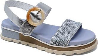 Django & Juliette Chaviva Backstrap Sandal in Denim-Silver Syn Raffia at Nordstrom, Size 40
