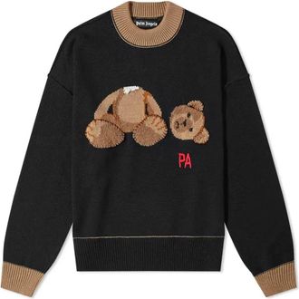 Palm Angels Bear Sweater Black Brown PMHE007C99KNI0011060