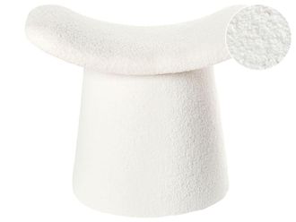 Beliani Puf Con capiton&eacute; Boucl&eacute; Blanco crema