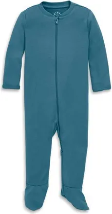primary Baby Organic Zip Footie In Solid in Slate Blue at Nordstrom, Size Newborn