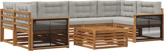 vidaXL Conjunto De Sof&aacute;s De Exterior 7 Uds. Natural Y Gris Claro Vidaxl
