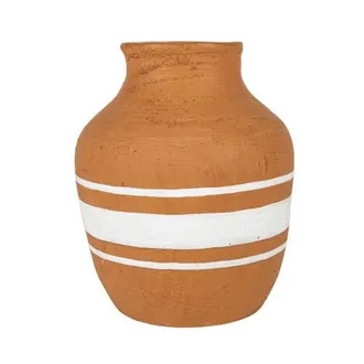 Foreside Home And Garden Multi White Stripe Terracotta Vase at Nordstrom