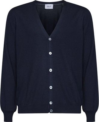 D4.0 Cardigan van scheerwol - Heren - Vesten - Blauw - M - Wol - Truien & Vesten