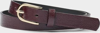 Simons Womens Shiny textured leather thin belt