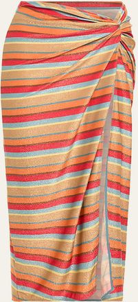 Ramy Brook Xana Glitter Stripe Coverup Skirt