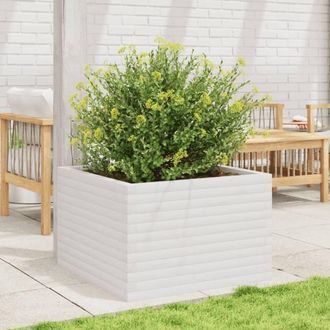 Berkfield Home Decorative Garden Planter White 70x70x45.5 cm Solid Wood Pine