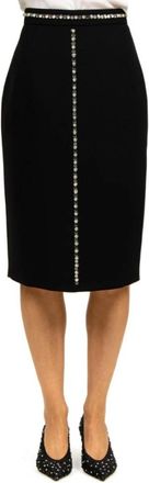 N&deg;21 Zwarte kokerrok met strass versieringen - Dames - Midirokken - Zwart - S - Polyester - Rokken