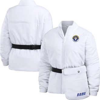 WEAR by Erin Andrews Womens WEAR by Erin Andrews White Los Angeles Rams Packaway Full-Zip Puffer Jacket at Nordstrom, Size Xx-Large