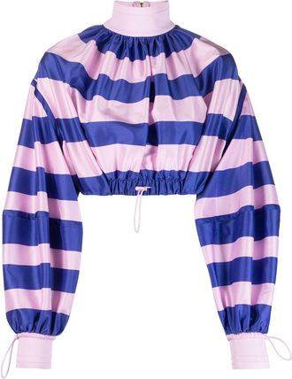 Zimmermann horizontal-stripe print drawstring blouse - women - Silk/Polyester/Spandex/Elastane - 0P - Pink