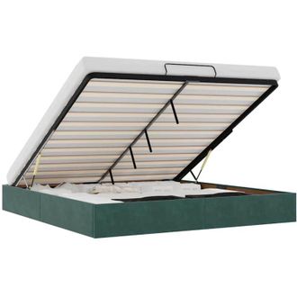 vidaXL Estructura De Cama Otomana Sin Colch&oacute;n Verde Oscuro 160x200 Cm Vidaxl