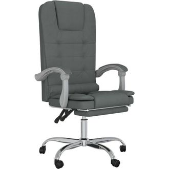 vidaXL Silla De Oficina Reclinable Con Masaje De Tela Gris Oscuro Vidaxl
