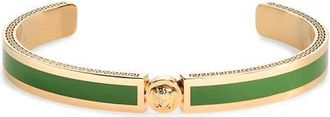 Versace Enamel Cuff Bracelet in Versace Gold Green Grass at Nordstrom, Size X-Large
