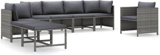 vidaXL Set De Muebles De Jard&iacute;n 8 Pzas Y Cojines Rat&aacute;n Sint&eacute;tico Gris Vidaxl