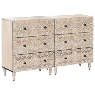 vidaXL Aparador 2 Pcs 60 X 33,5 X 75 Cm Madera De Mango Maciza Vidaxl