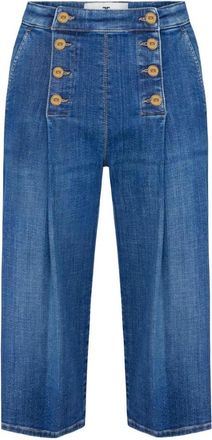 Elisabetta Franchi Korte Broeken, Dames, Blauw, W31, Denim, Denim Bermuda Shorts