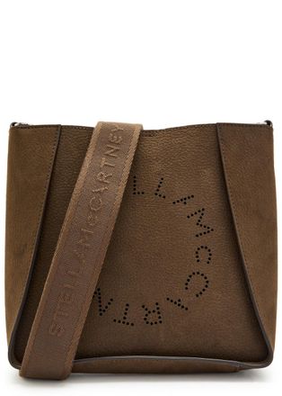 Stella McCartney Stella Mccartney Logo Square Grained Faux Leather Cross-body bag - Moca - One Size