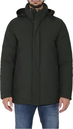 Save The Duck Donkergroene Hoodie met Rits - Heren - Winterjassen - Groen - 2XL - Jassen