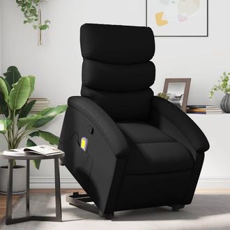 vidaXL Sill&oacute;n Reclinable De Masaje De Pie Cuero Artificial Negro Vidaxl