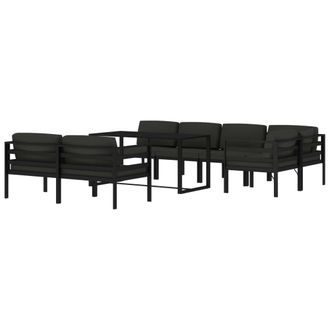 vidaXL Set Muebles De Jard&iacute;n 8 Pzas Y Cojines Aluminio Gris Antracita Vidaxl