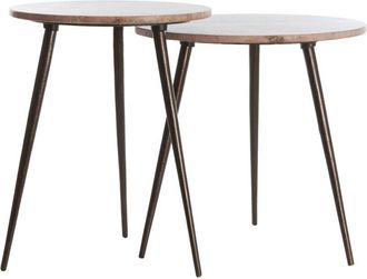 Light & Living Light&living - Juego De Mesas Auxiliares Zeca En Travertino Rojo