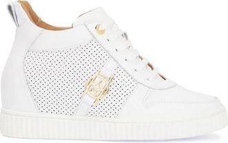 Kazar Witte Leren Geperforeerde Sneakers met Verborgen Anker - Dames - Sneakers - Wit - 38 EU - Leer - Schoenen