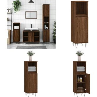 vidaXL Armadietto Bagno Rovere Marrone 30x30x100 cm Legno Multistrato - Armadio da bagno - Armadio in legno