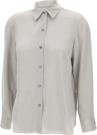 Theory Shirts, female, Gray, S, Silk Shirt in Pearl Grey
