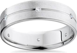 Pompeii3 Mens 14K White Gold Diamond Comfort Fit Wedding Band Size Selectable