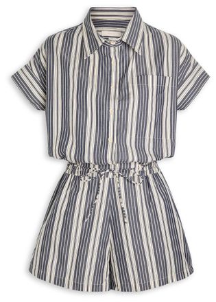 Faithfull The Brand Cyrene Striped Cotton Playsuit - Navy - Xxl (UK18 / Xxl)