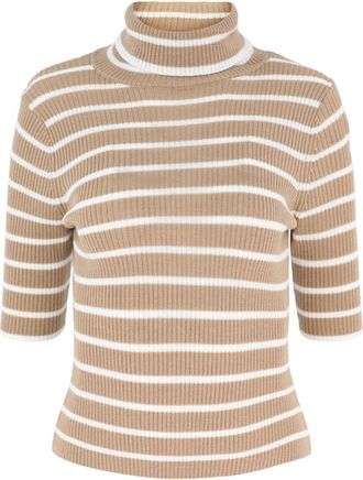 Veronica Beard Womens Katrina Turtleneck Neck Sweater In Khaki/ivory