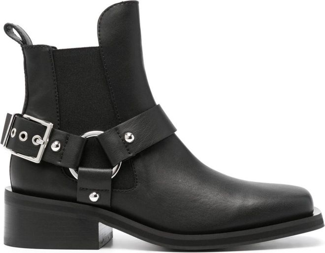【関税込み】Chelsea Biker Ankle Boots - Ganni - Leather - Bl Ganni biker Chelsea ankle boots - women - Rubber/Rubber