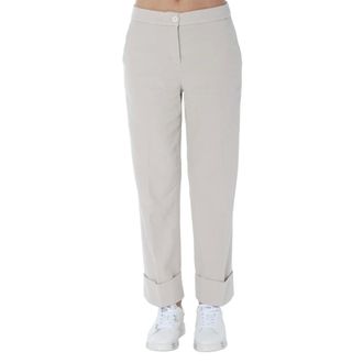 Via Masini 80 Pantalone in cotone diagonale stretch - Dames - Broeken - Beige - Maat: XL Katoen