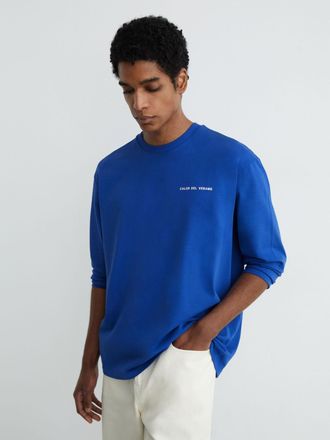 Reiss Bright Blue Cotton Logo Long-sleeve Relaxed T-shirt, Xxl