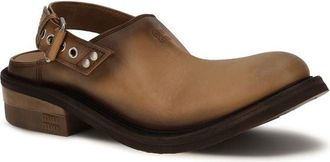Miu Miu Womens Brown Calf Leather Bos Taurus Mules