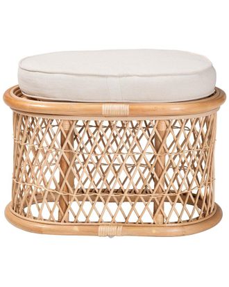 Baxton Studio Ladonna Bohemian Rattan Ottoman Footstool