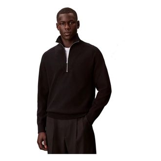 Calvin Klein Zip-throughs, male, Black, Size: M Tech Knit Quarter Zip Jumper