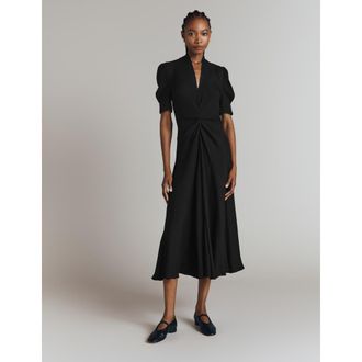Ghost London Capri Crepe Short Sleeve Midi Dress in Black at Nordstrom, Size 4