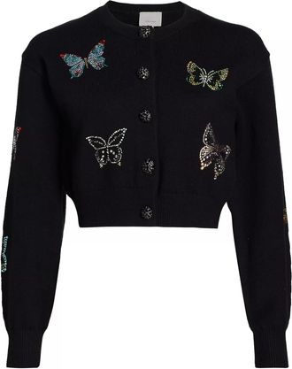 Cinq &agrave; Sept Cinq a Sept Womens Lisette Butterfly Cardigan, Black Multi