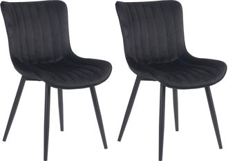 Clp Clp - Set De 2 Sillas De Comedor Largo En Terciopelo O Polipiel Negro Terciopelo