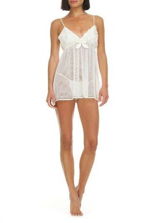 Flora Nikrooz Bellflower Mesh Babydoll in Ivory at Nordstrom Rack, Size X-Large