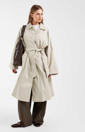 & Other Stories Cappotto lungo in cotone beige con cintura-Neutro