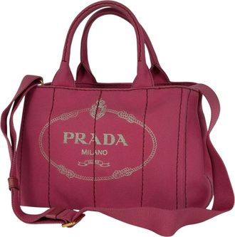 Prada Pink Canvas Handbag Shoulder Bag Tote Bag (Pre-Owned)