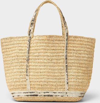 Vanessa Bruno Womens Sequins braided raffia small tote bag